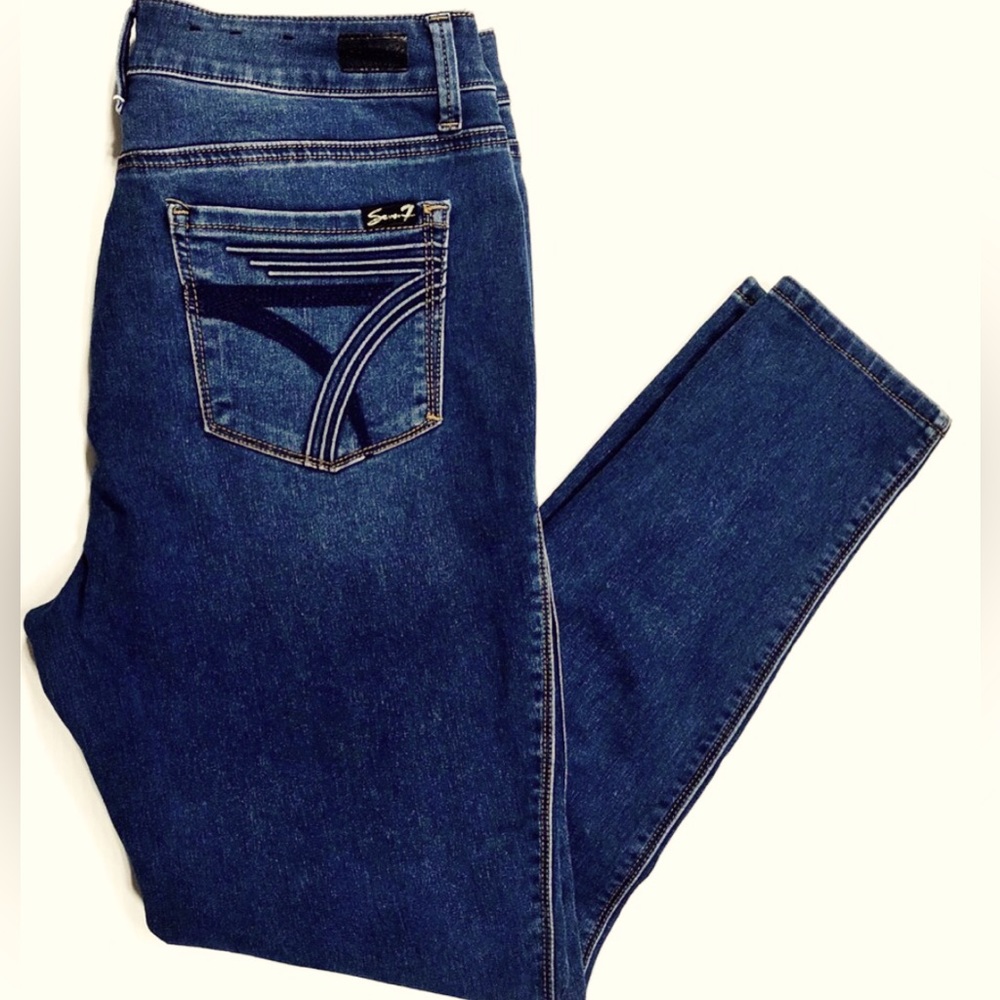Seven Skinny Fit High Rise Blue Denim Jeans Sz 12
